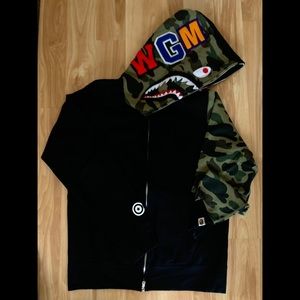 Bape Shark Full Zip Hoodie Camo Sleeve